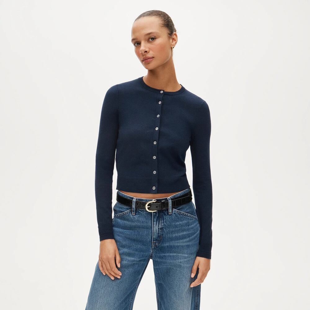 J.Crew Jackie Cardigan Ultra Fine Cotton Navy Blue Size XS NWT